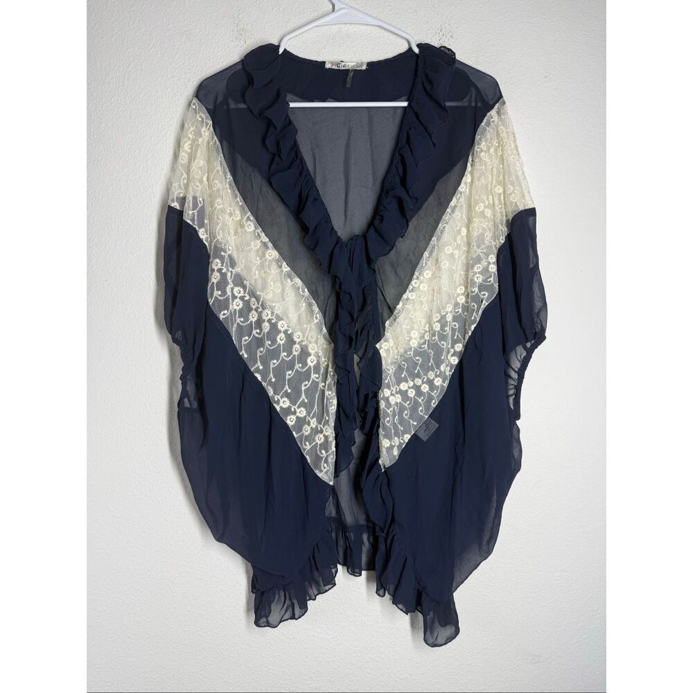Rare CIEL USA Women’s Bohemian Chic Tunic Blouse Lace Trim Size L